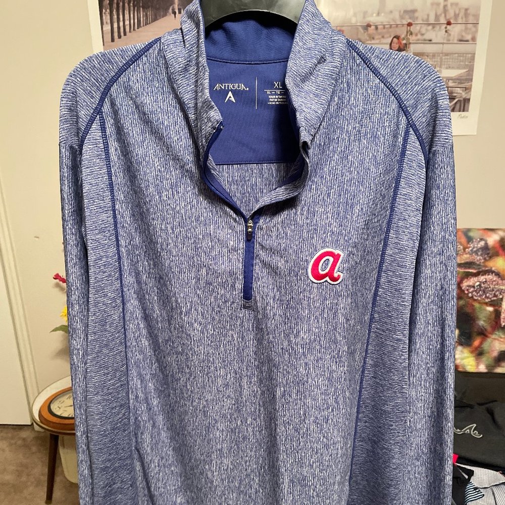 Antigua Atlanta Braves Long Sleeve Quarter-zip Pullover Men's XL